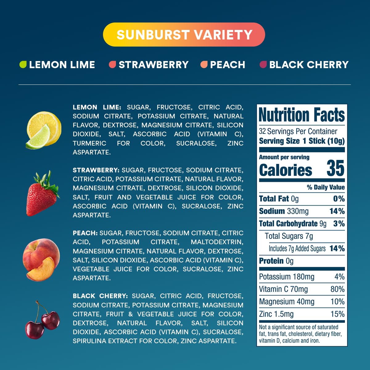 DripDrop cerise-noire Sunburst – goût intense et hydratation légère.