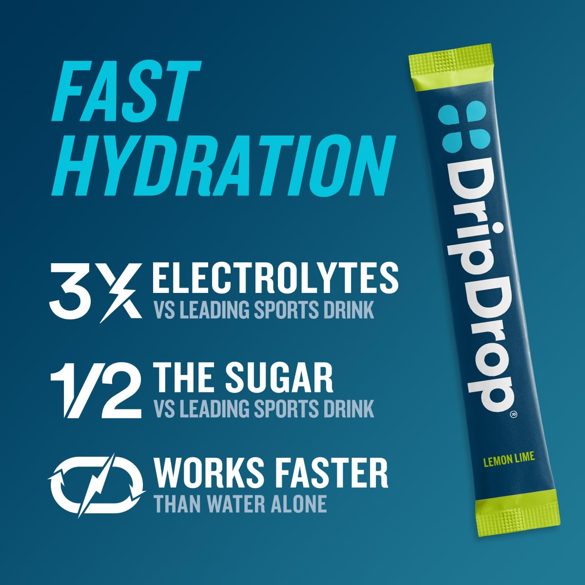 DripDrop paquet citron-lime Sunburst – goût rafraîchissant et hydratation rapide.
