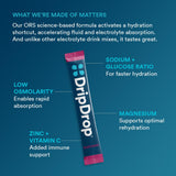 DripDrop paquet pêche Sunburst – douceur estivale et réhydratation pratique.
