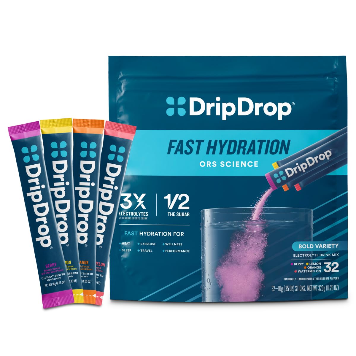 DripDrop paquets hydratation bold variete boite: hydratation pratique en déplacement