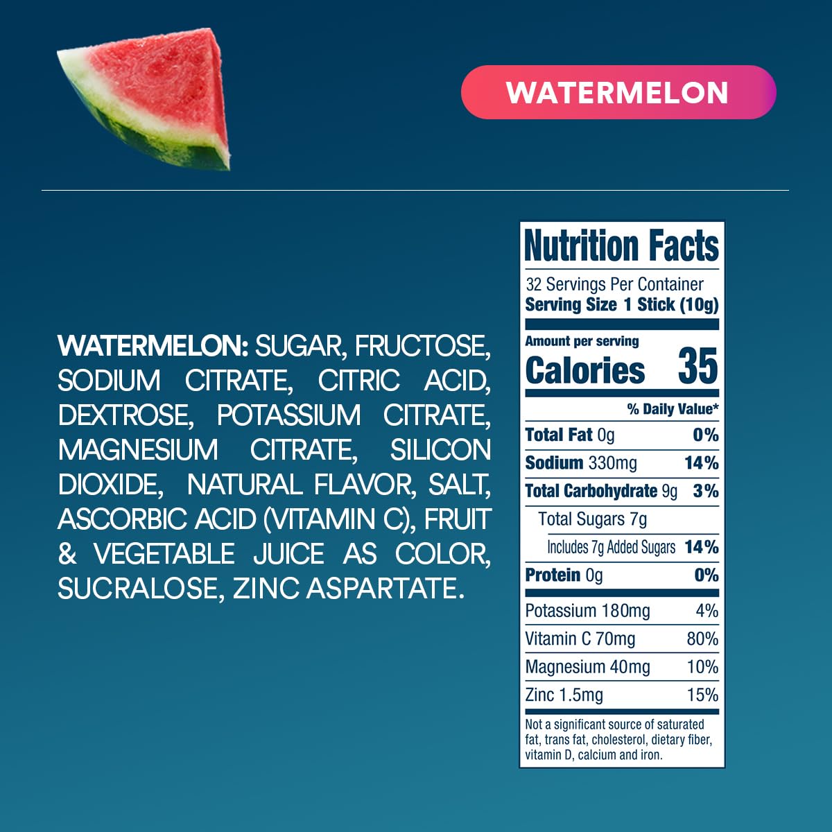 DripDrop Pastèque – ingrédients sans OGM et végan pour une hydratation consciente.
