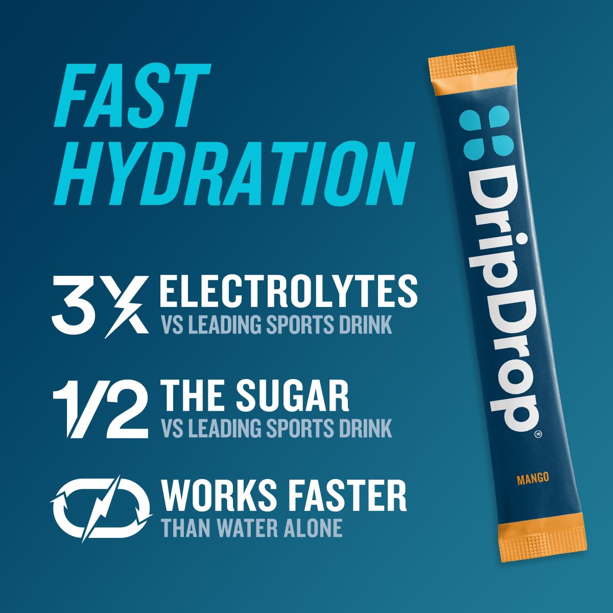 DripDrop sachets électrolytes tropical acai pour sport et activités en extérieur.