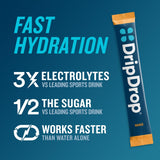 DripDrop sachets électrolytes tropical acai pour sport et activités en extérieur.