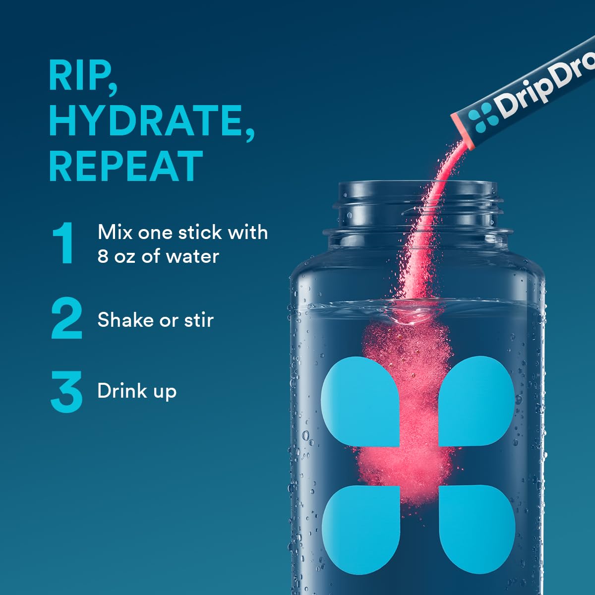 DripDrop sachets portables – hydratation en déplacement pour sport et voyage.