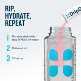DripDrop Zero Sugar Plus, gros plan saveur cerise-limeade, récupération rapide.