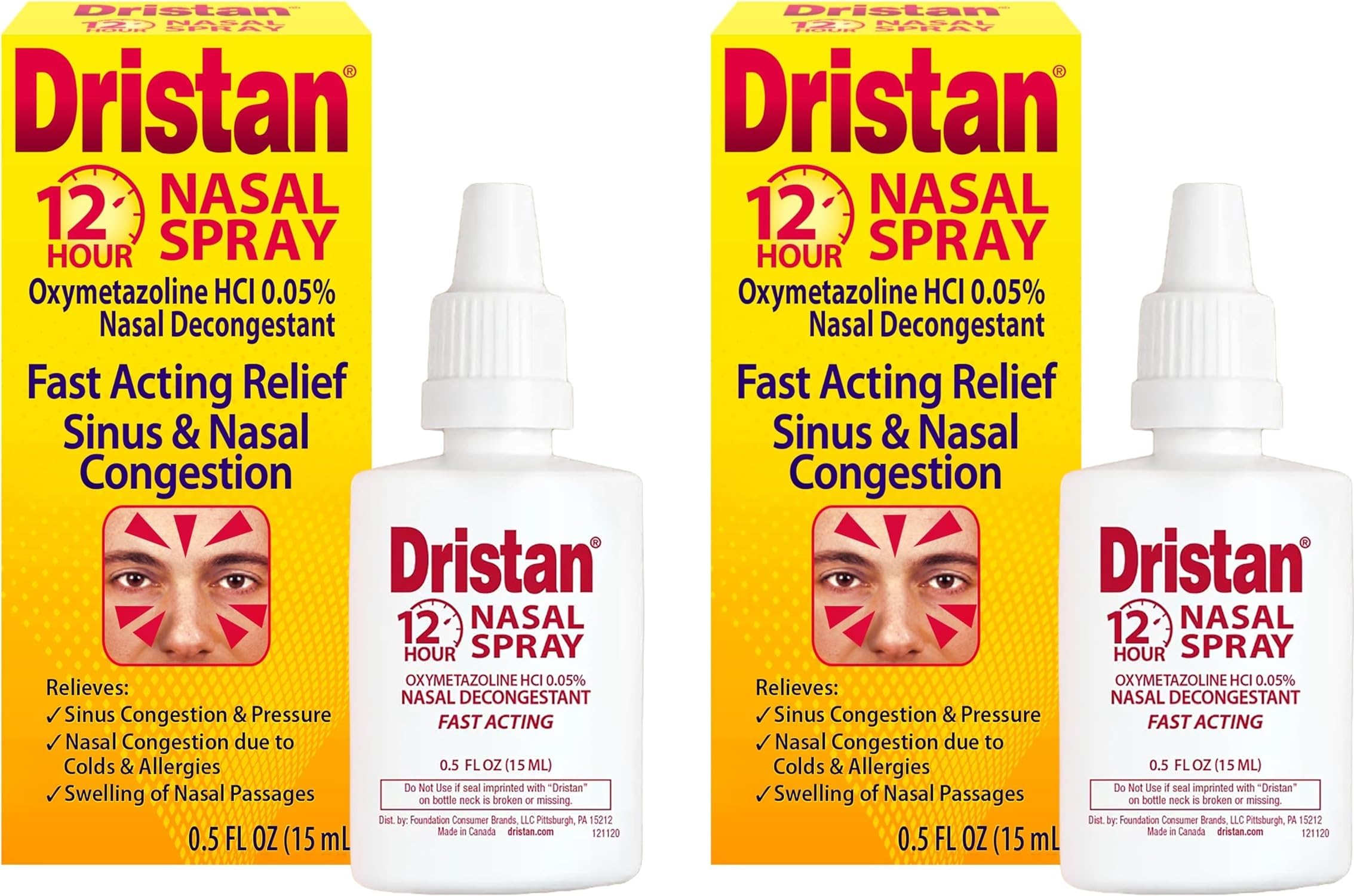 Dristan pack de 2 vaporisateurs nasaux, pratique pour un soulagement à domicile.
