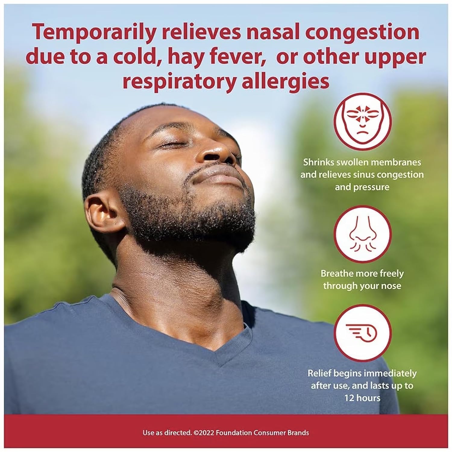 Dristan pulvérisateur nasal, application dans la narine, soulagement ciblé.