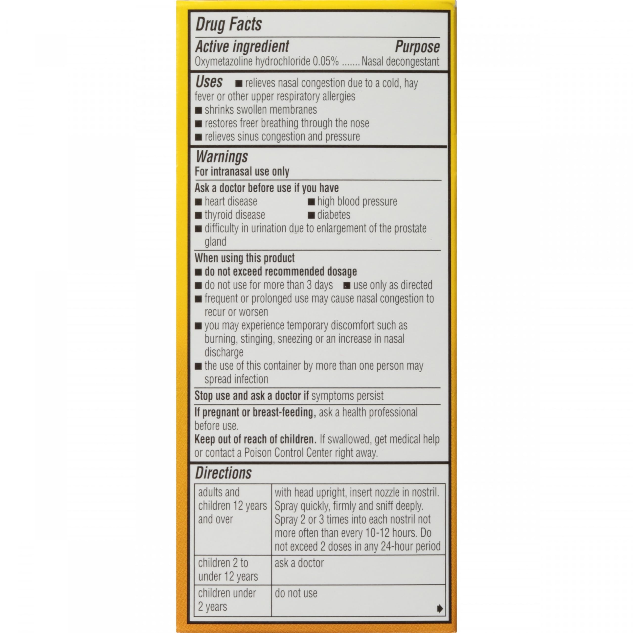 Dristan pulvérisateur nasal, usage rapide pour nez bouché.