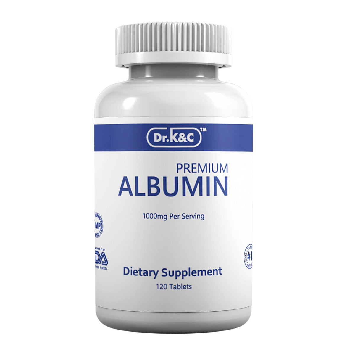 Dr.K&C Premium Albumin – boîte et flacon visibles, énergie potentielle.