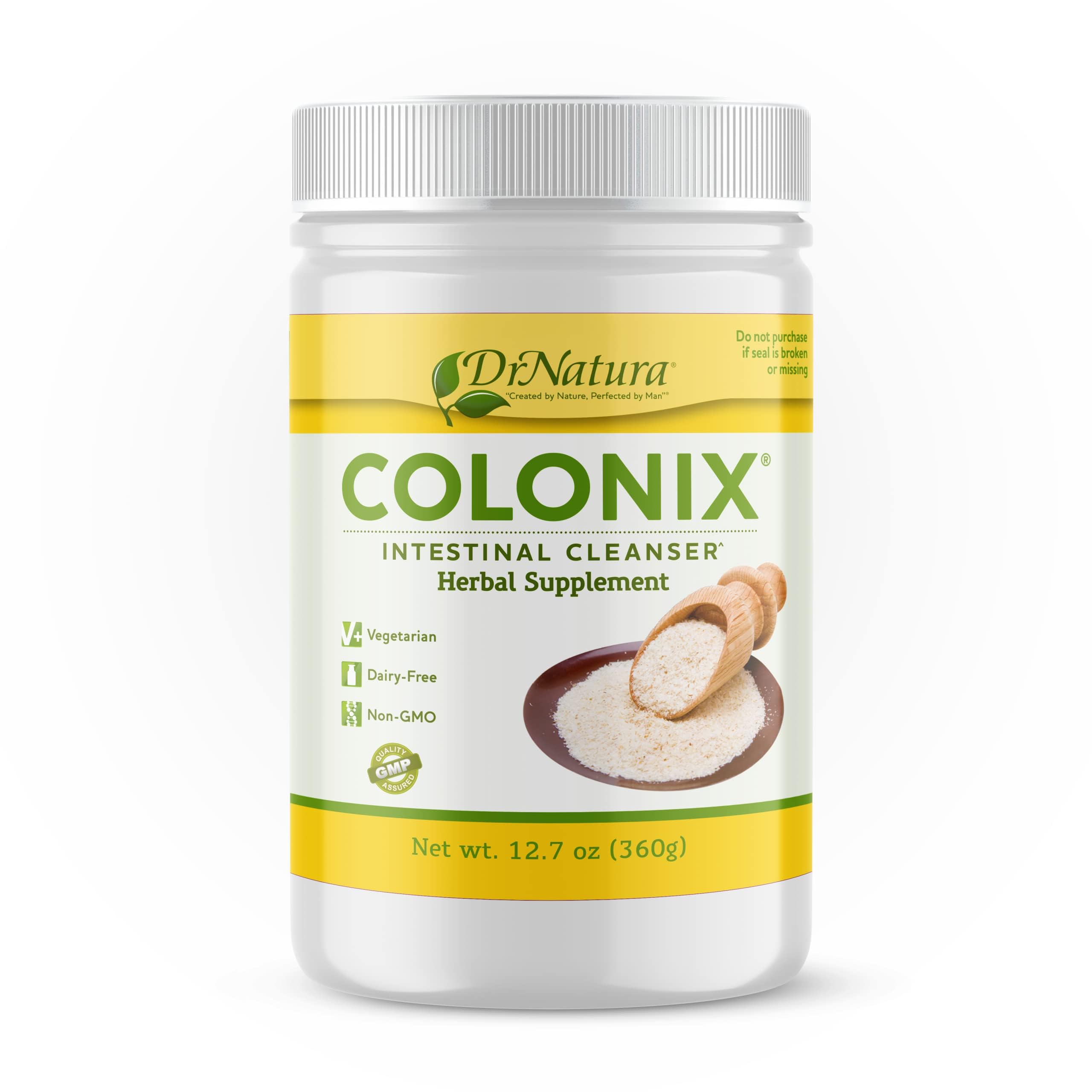 DrNatura Colonix: bouteille détox montrant l'emballage et l’étiquette pour le soutien digestif quotidien.