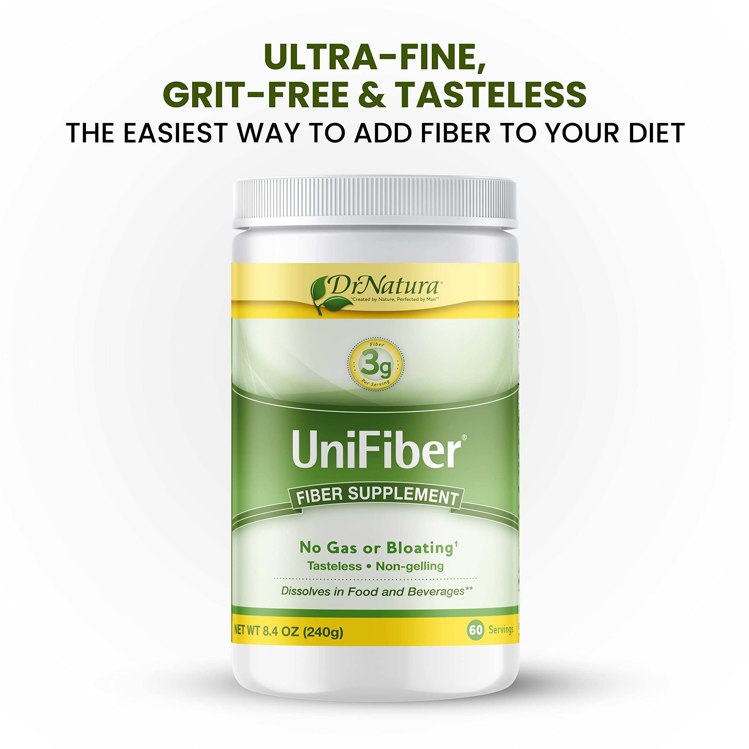 DrNatura Unifiber, bouteille 8,4 onces, fibre naturelle douce pour la digestion.