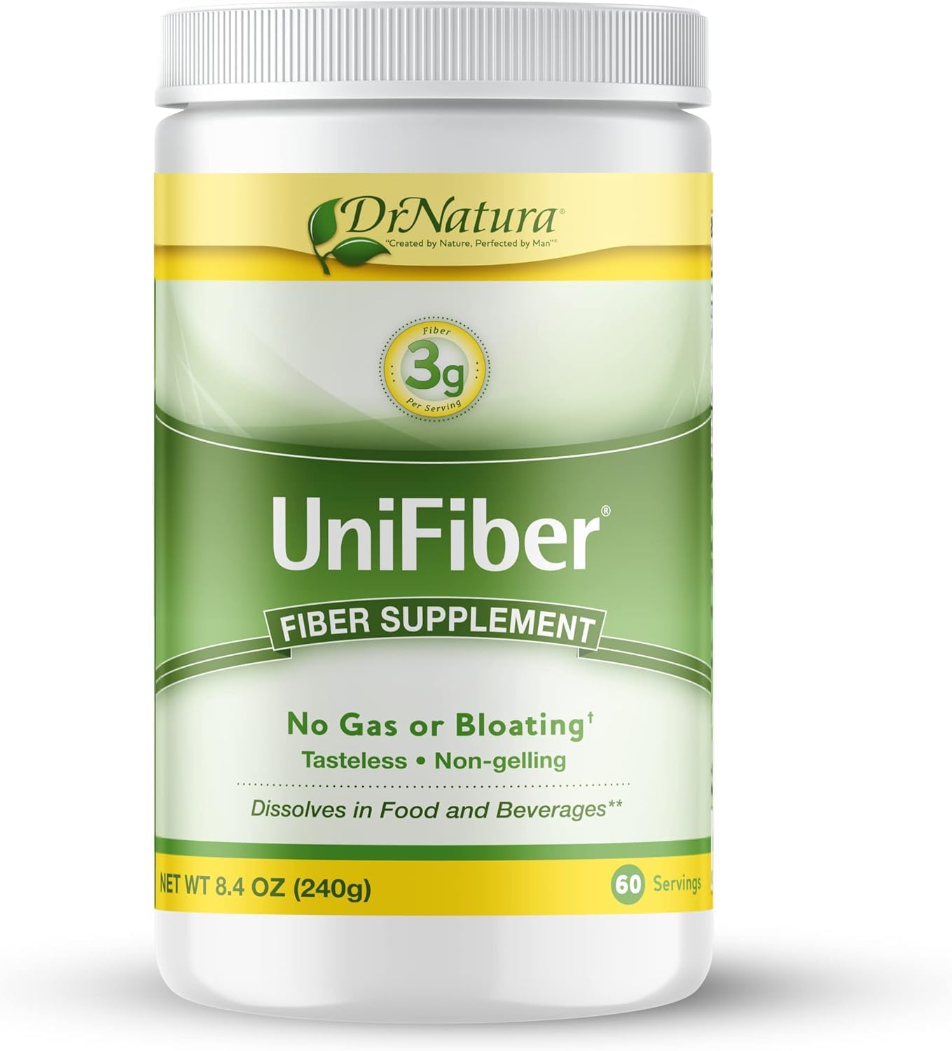Bouteille DrNatura Unifiber prête pour une utilisation quotidienne et facile à intégrer.