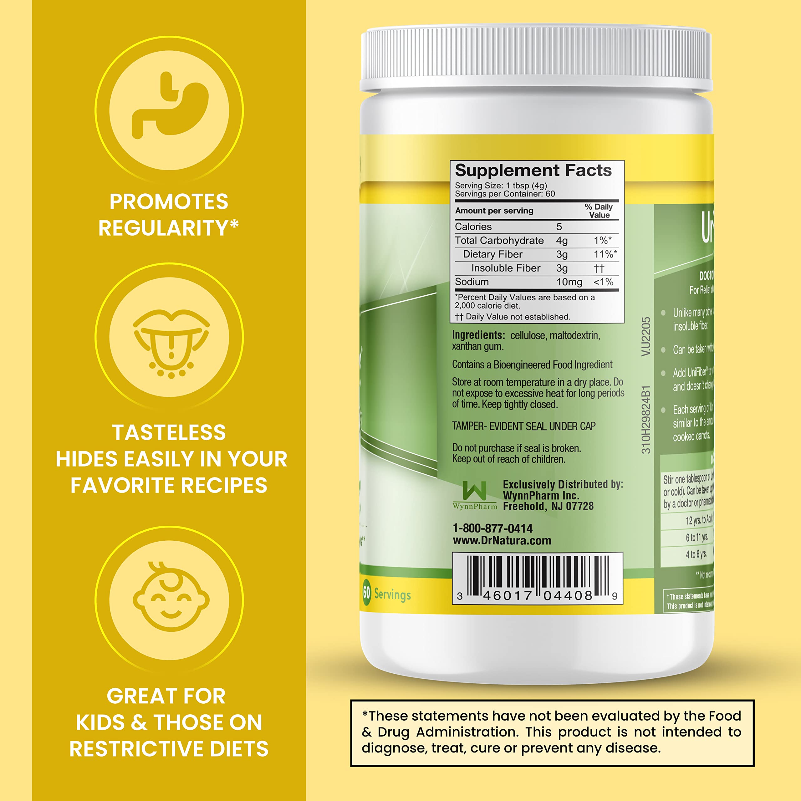 DrNatura Unifiber, poudre naturelle – mélange facile sans goût ni odeur.