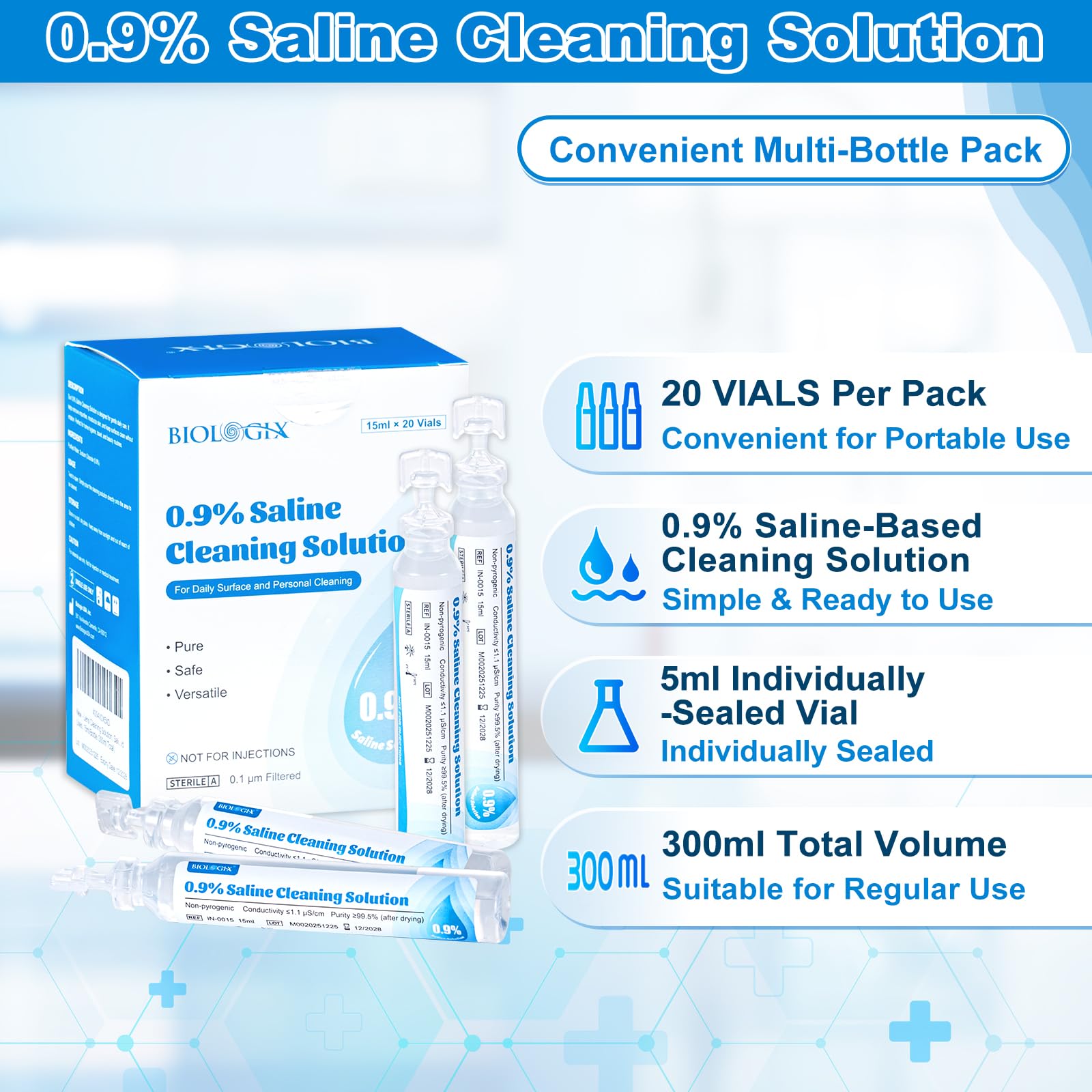 Drosoking Saline flacon 15 ml, format pratique à glisser dans un tiroir.