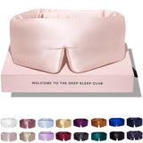 Masque Drowsy en soie 22 mommes, rose crépuscule enveloppant les yeux pour un sommeil profond.