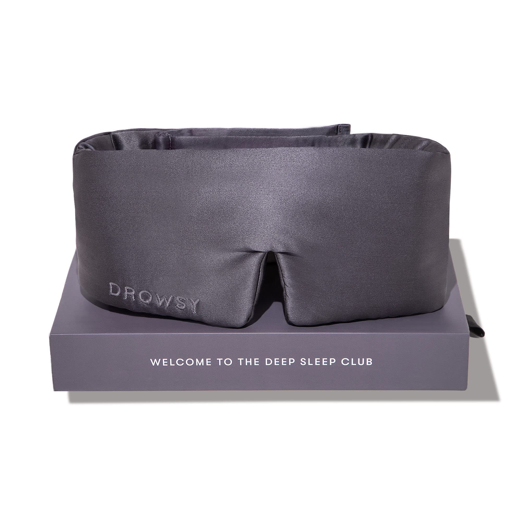 Drowsy masque soie Lumiere-de-lune-ombre : emballage élégant pour cadeau bien-être nocturne.