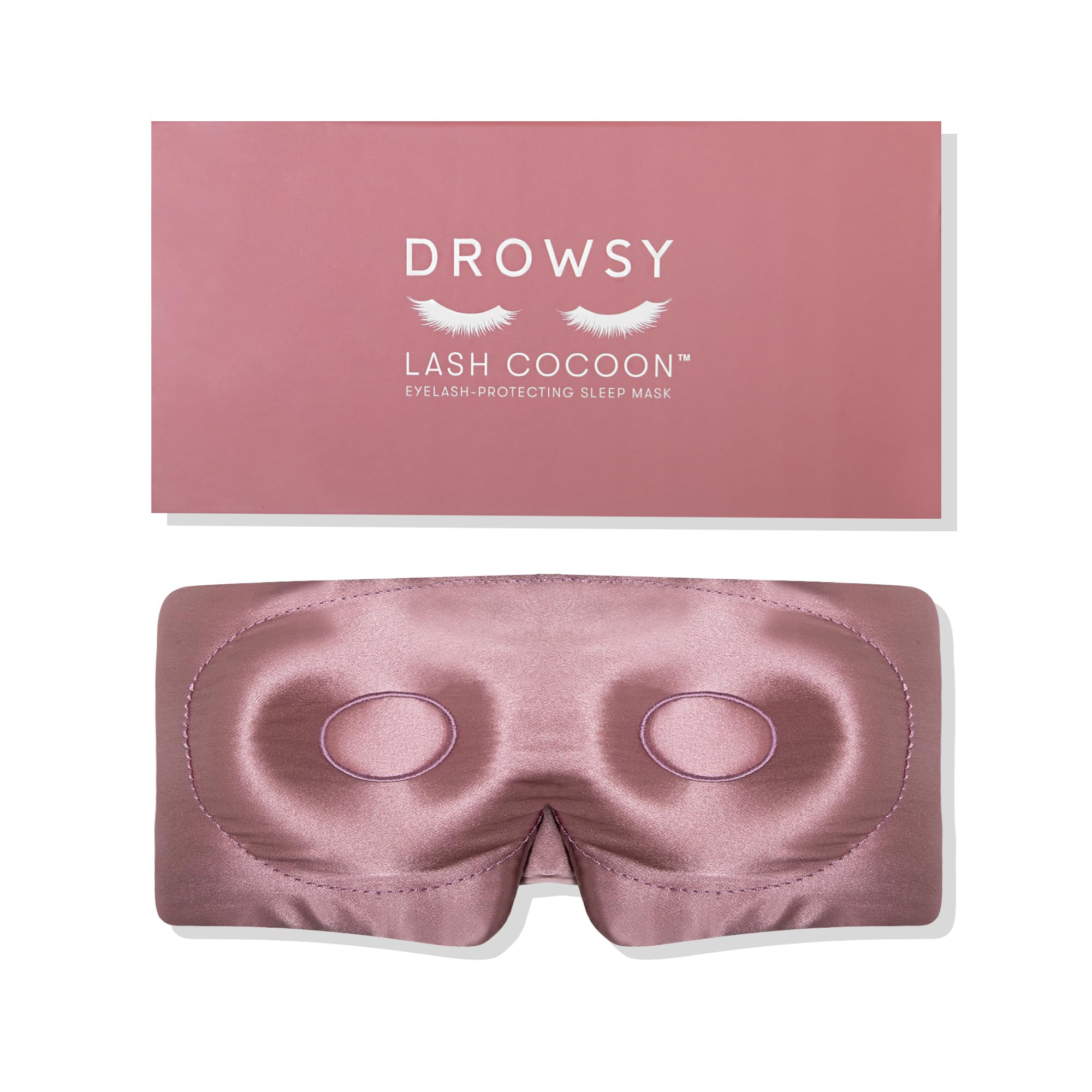 Masque Drowsy en soie protège les cils naturels et extensions pour un sommeil sans pression.