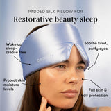 Drowsy masque soie revetement occultant bleu bel pour obscurité totale.