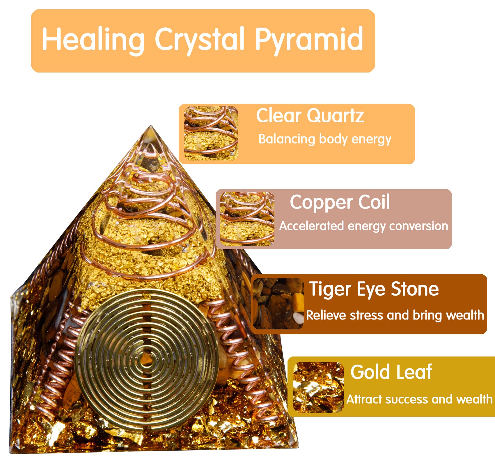 DRTMLY pyramide orgone quartz transparent, clarification visuelle et ambiance calme.