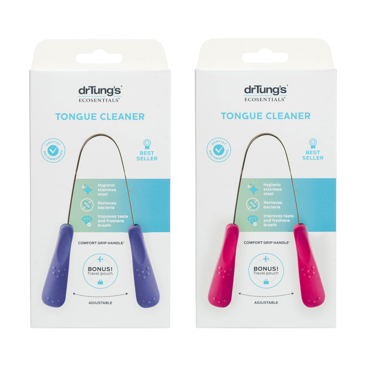 DrTung's gratte-langue inox ensemble pratique pour une hygiène buccale efficace