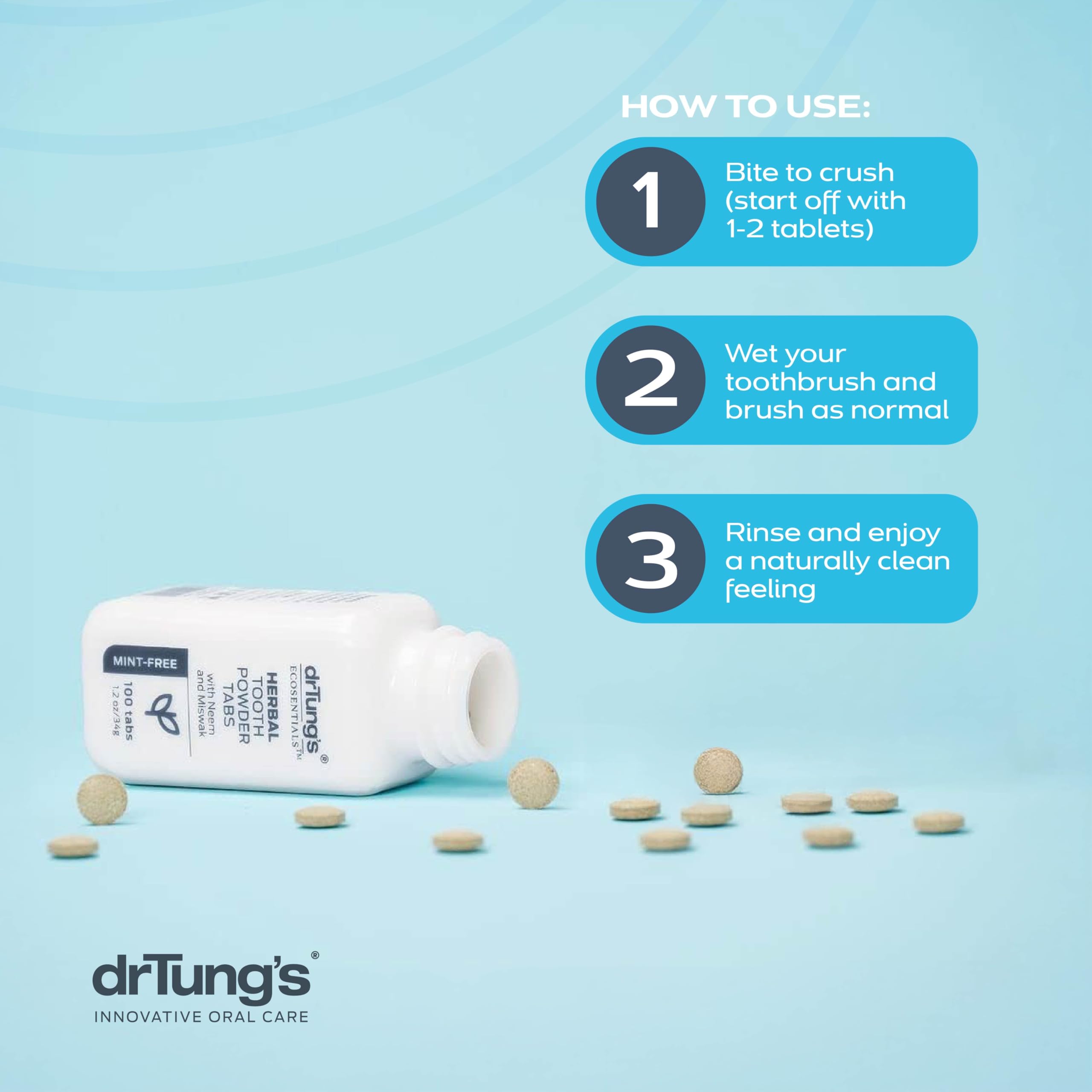 drTung's tablettes dentifrice-bonne-odeur-frais pour bouche rafraîchie.
