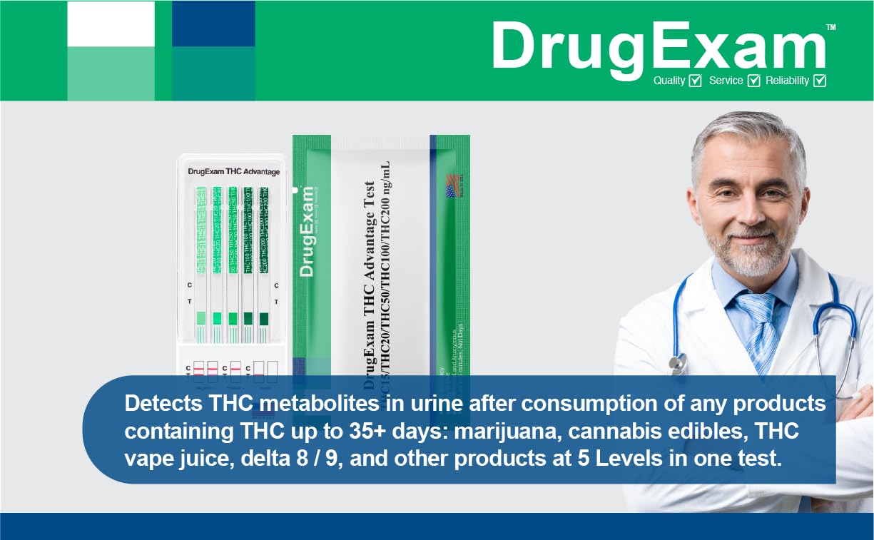 DrugExam THC Avantage : utilisation privée à domicile et auto-évaluation discrète.