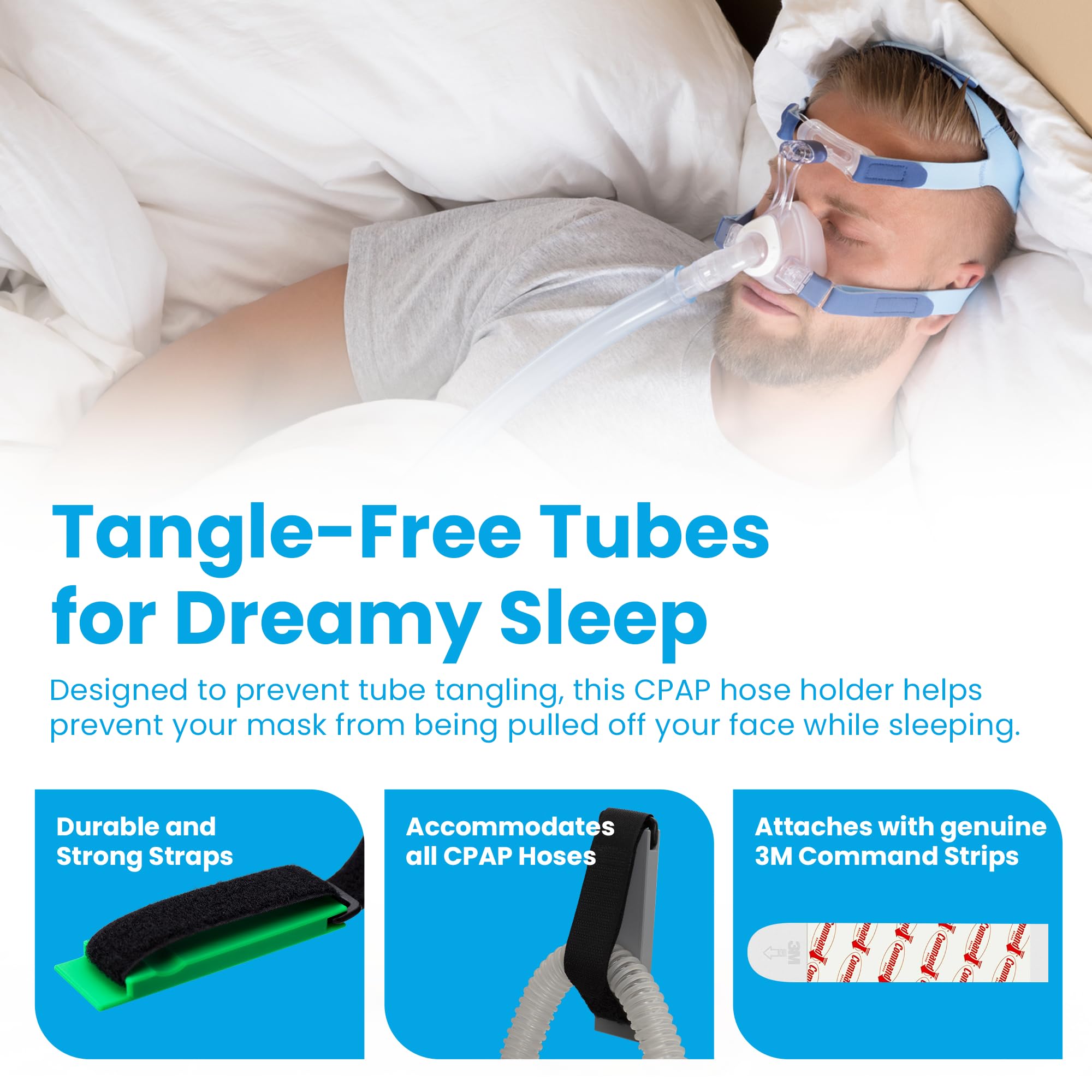 DTLgear: support tuyau CPAP murale, fixation sûre et silencieuse