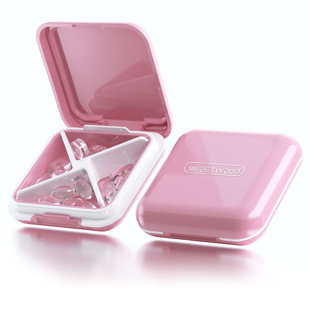 Dtouayz boite-pilules voyage rose: compacte et pratique pour vos pilules quotidiennes.