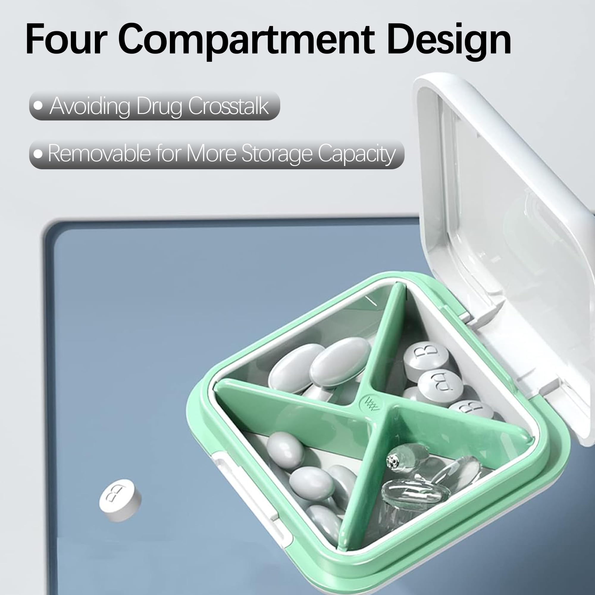 DUBSTAR compartiments amovibles pour pilules et compléments, configuration flexible.