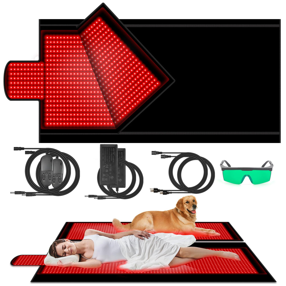 DUBUXW grand matelas thérapie LED corps complet, relaxation à domicile.