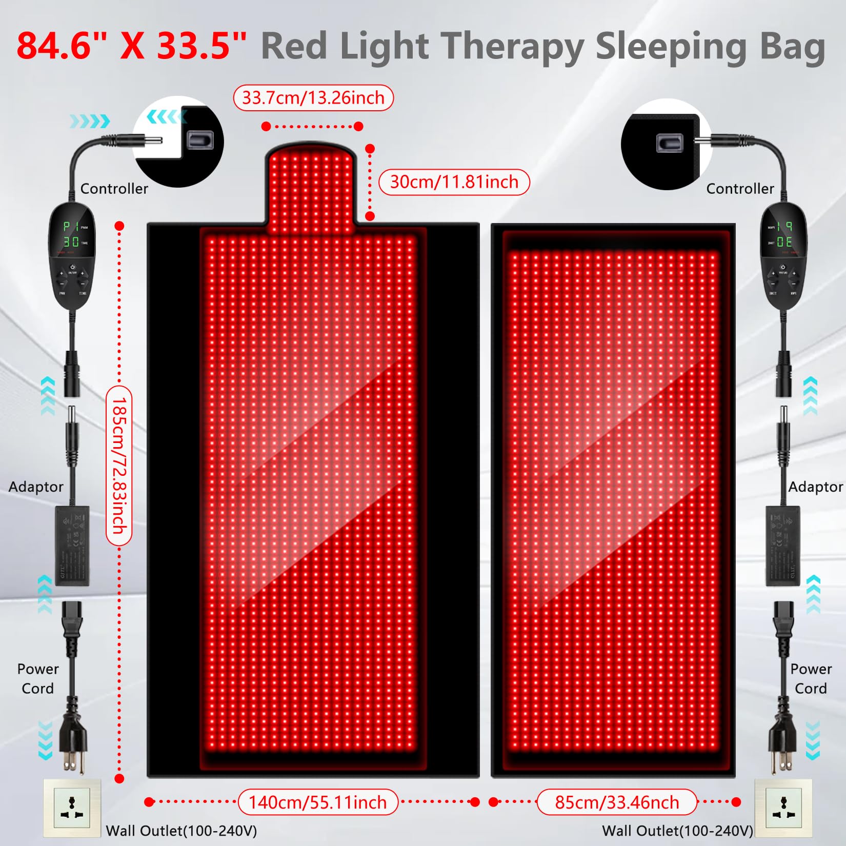 DUBUXW système LED rouges et infrarouges, couverture corporelle étendue.