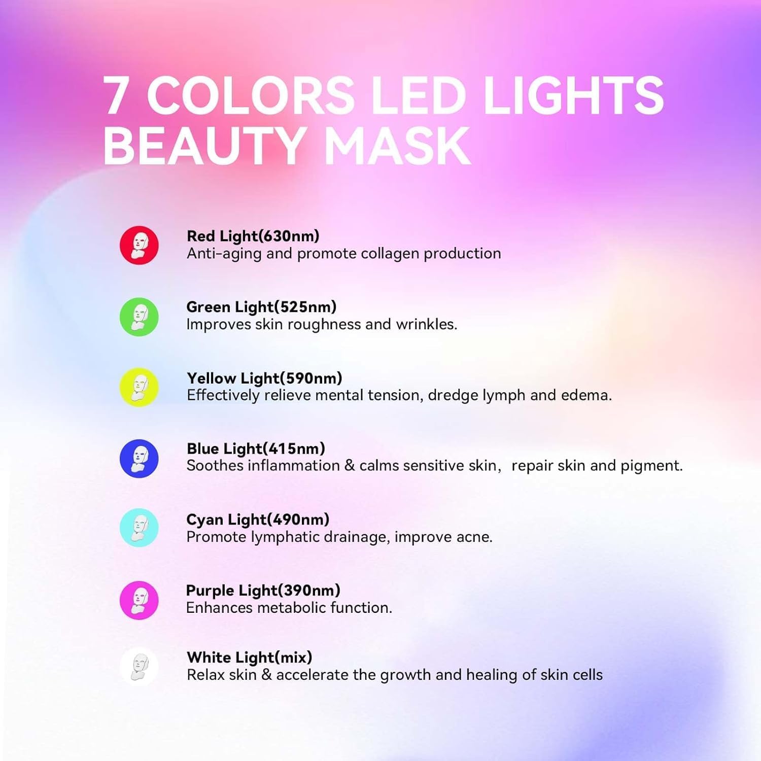 Duevie masque LED visage bleu, action apaisante pour calmer les irritations.