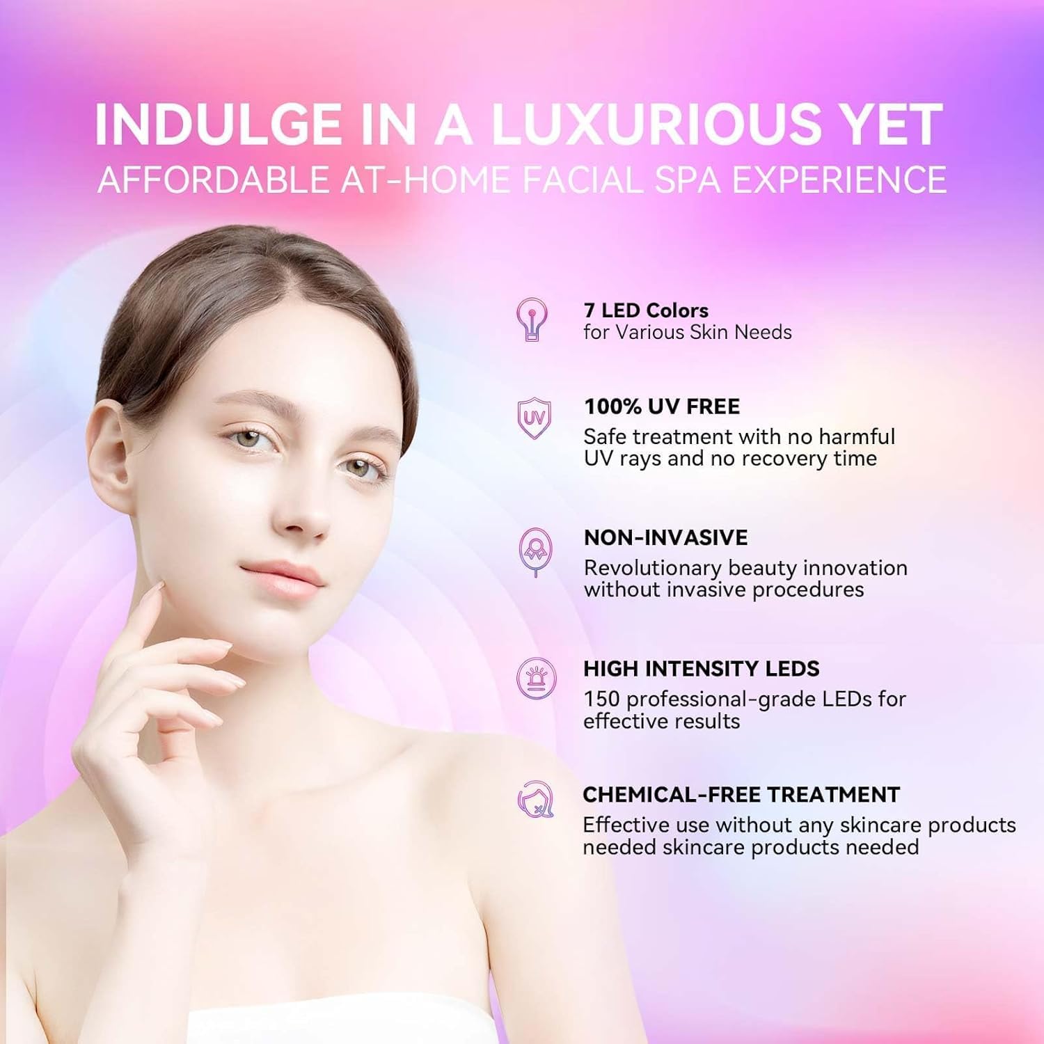 Duevie masque LED visage infrarouge, chaleur douce favorisant l'absorption.