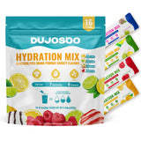 Dujosoo électrolyte orange emballage: hydratation pratique et énergie.