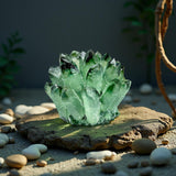 DUKIZA quartz vert – base en bois intégrée, présentation naturelle