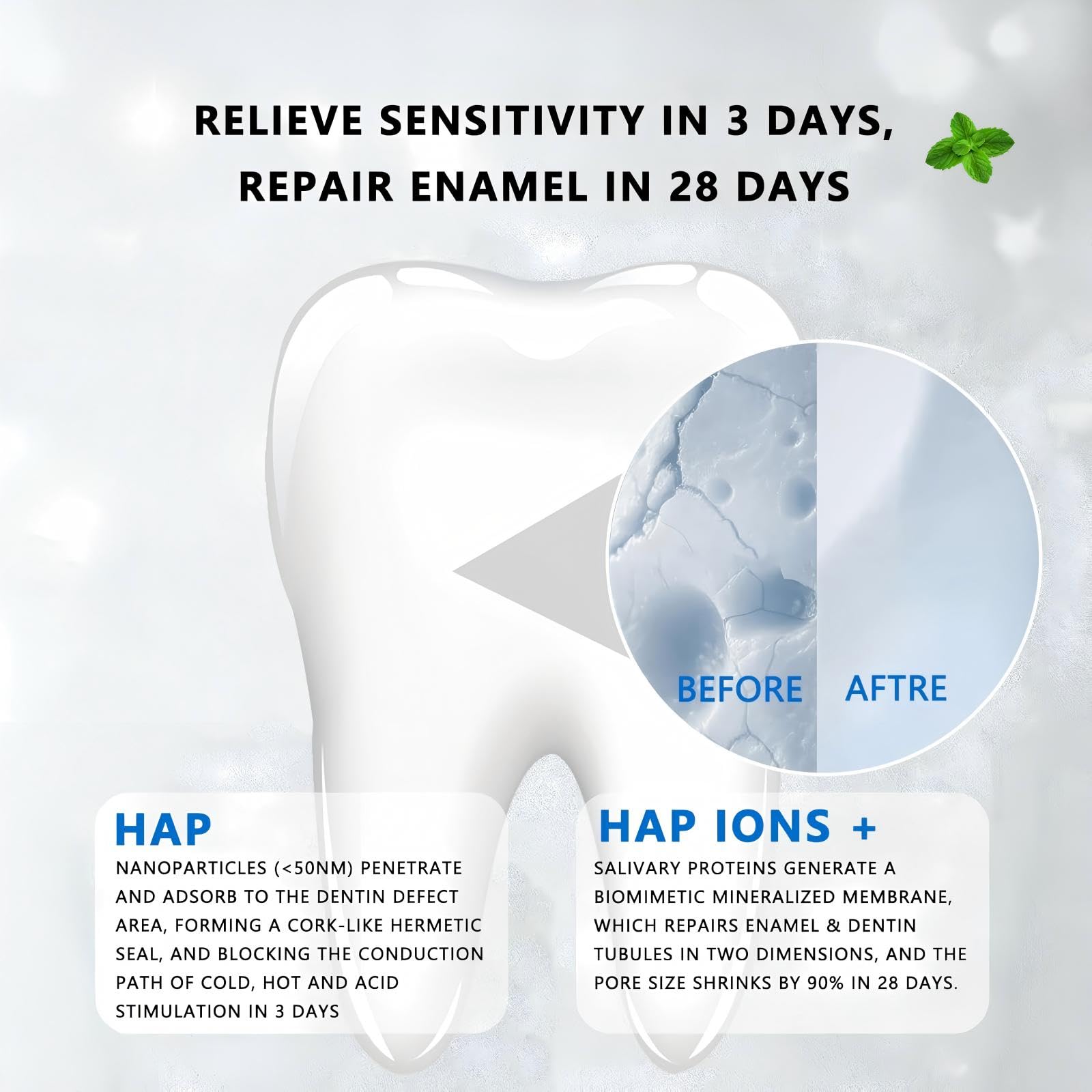 DUOYINTL Dentifrice Hydroxyapatite 75-mousse menthe: sensation fraîcheur
