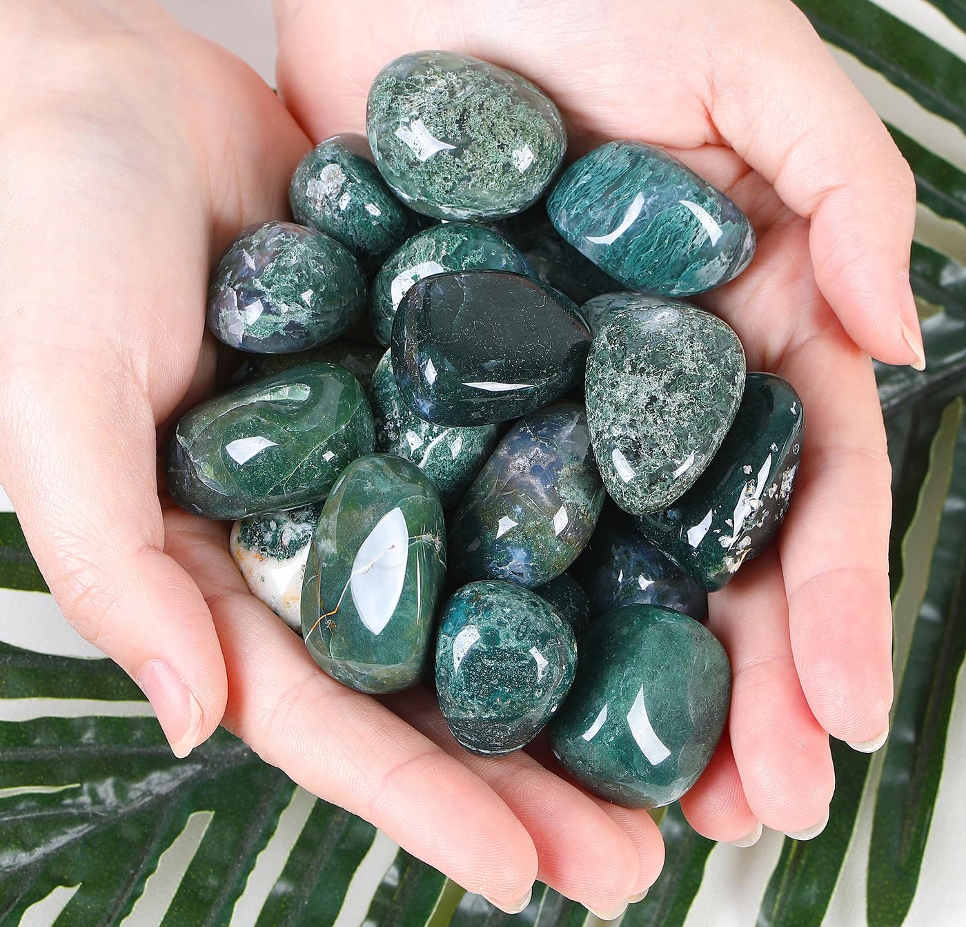 DUQGUHO Moss Agate, pierres irrégulières, détail, parfaites pour les arts et bijoux faits main.