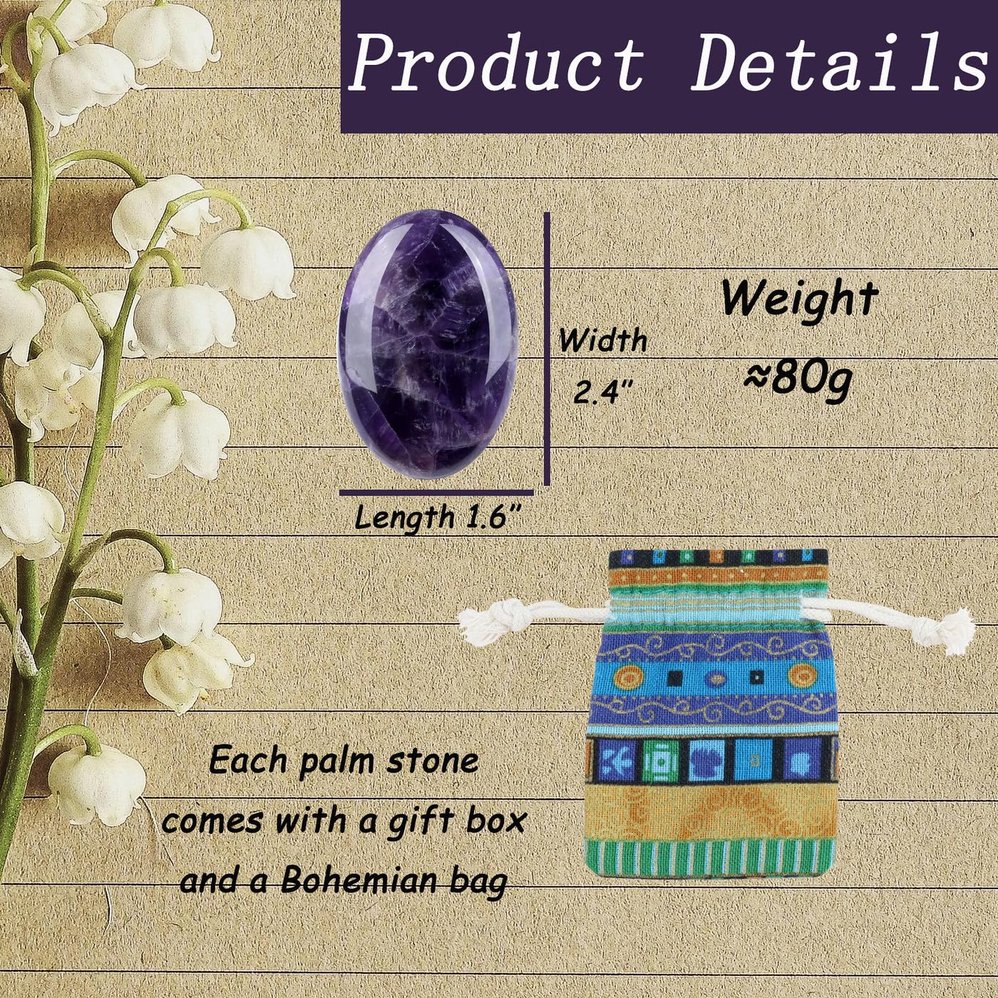 DUQGUHO Améthyste - boîte cadeau élégante pour offrir une énergie positive