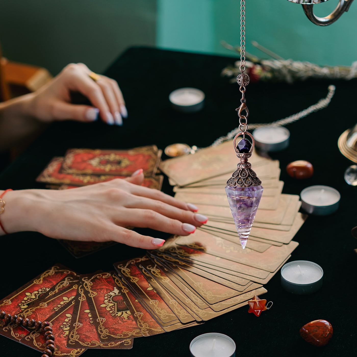 DUQGUHO chaine pendule cuivre amethyste pour energie energie