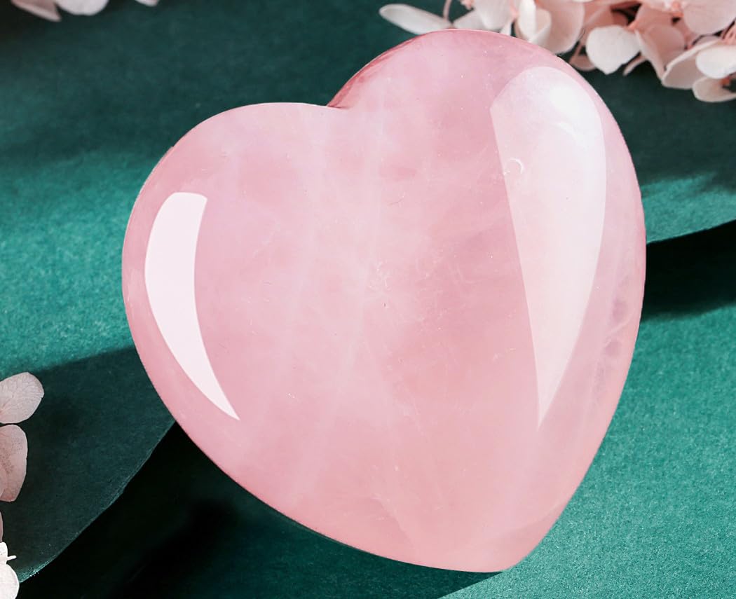 DUQGUHO cœur quartz rose 60 mm dans sa boîte cadeau, cadeau élégant.