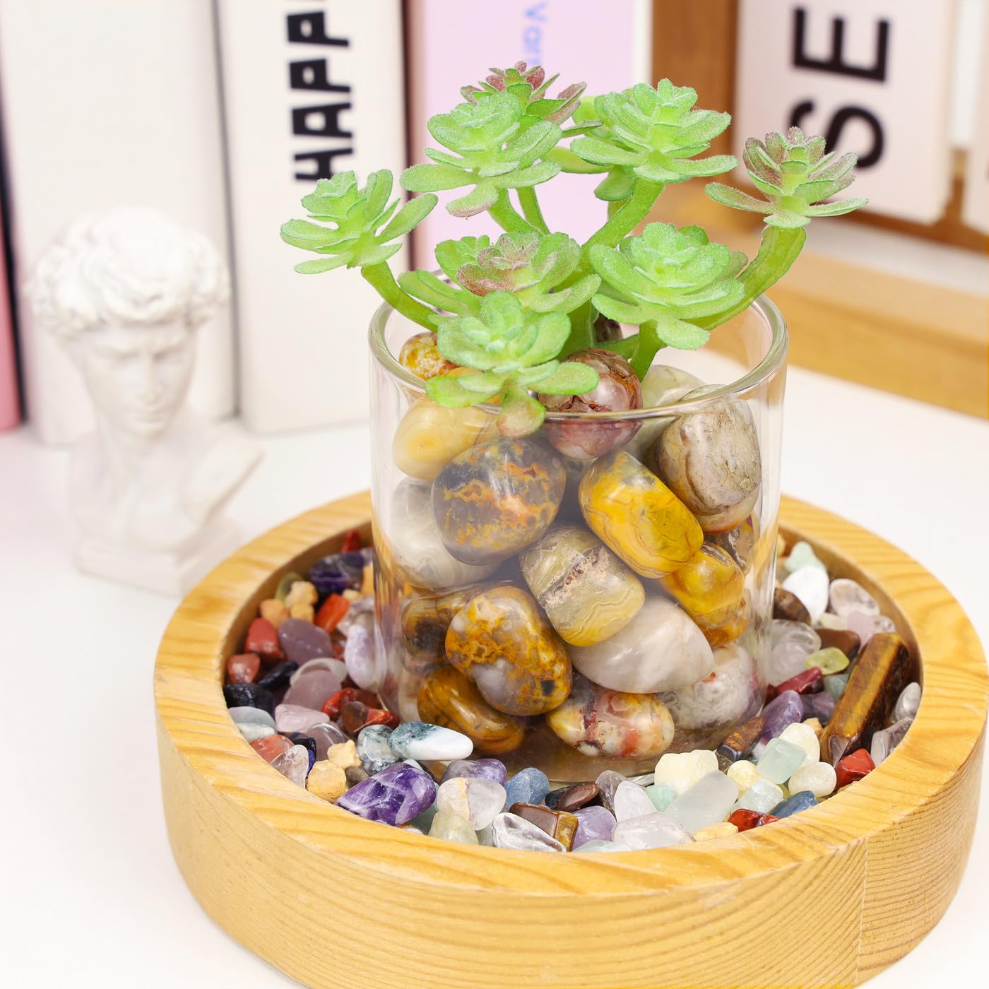 DUQGUHO Crazy Lace Agate: pierre décorative naturelle pour aquarium et terrarium