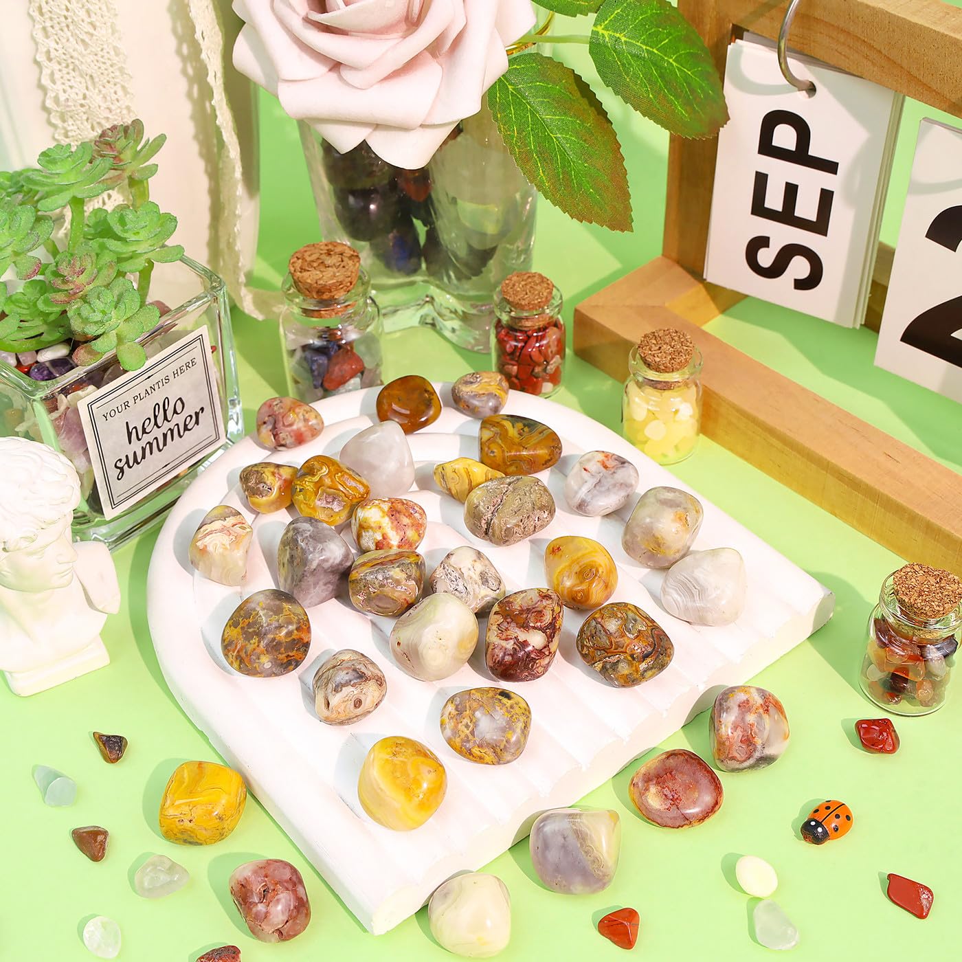 DUQGUHO Crazy Lace Agate: reflets au soleil sur pierres décoratives