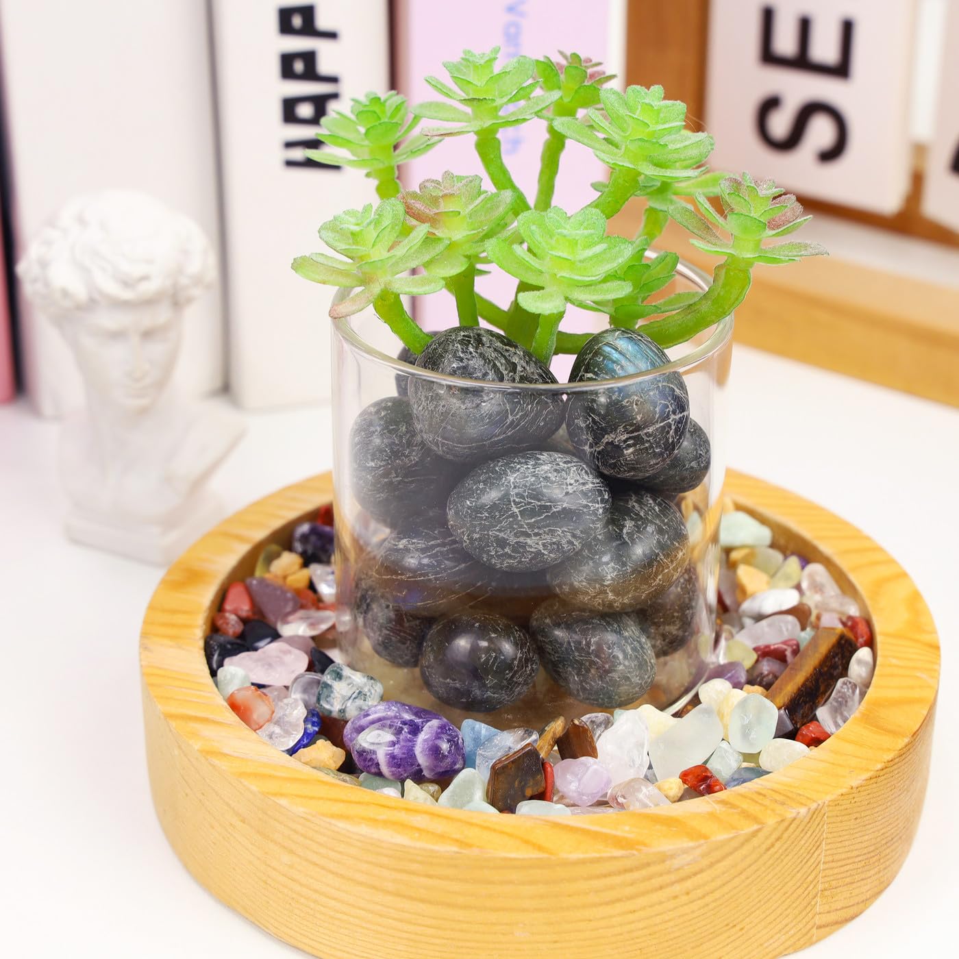 DUQGUHO Labradorite, pierres décoratives au soleil, embellissement bureau ou salon.
