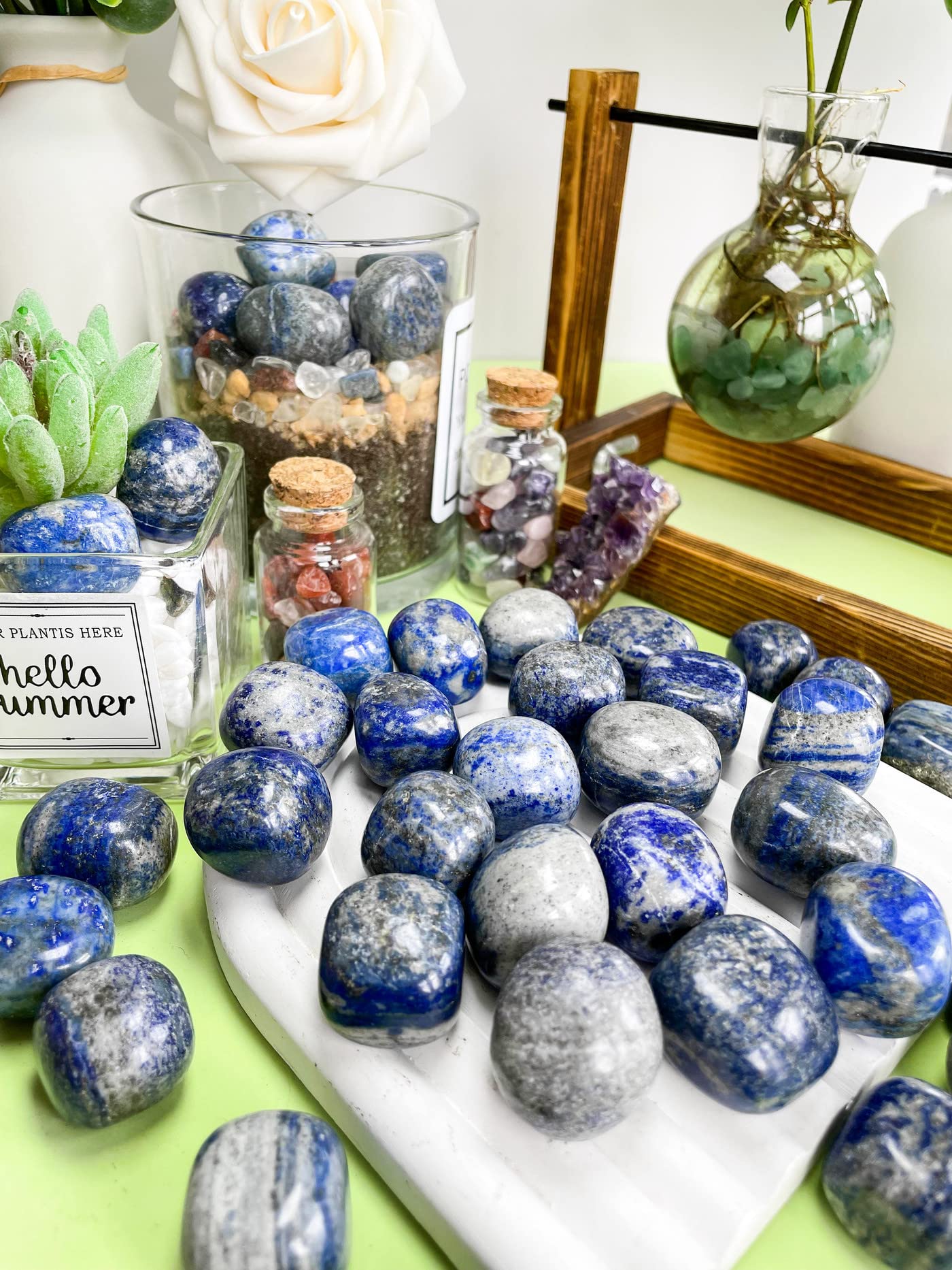 DUQGUHO Lapis Lazuli: gros plan sur les reflets bleus pour ambiance zen.
