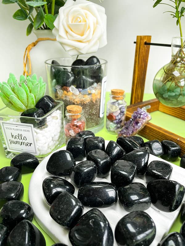 DUQGUHO obsidienne noire – galets décoratifs brillants pour bureau et intérieur.
