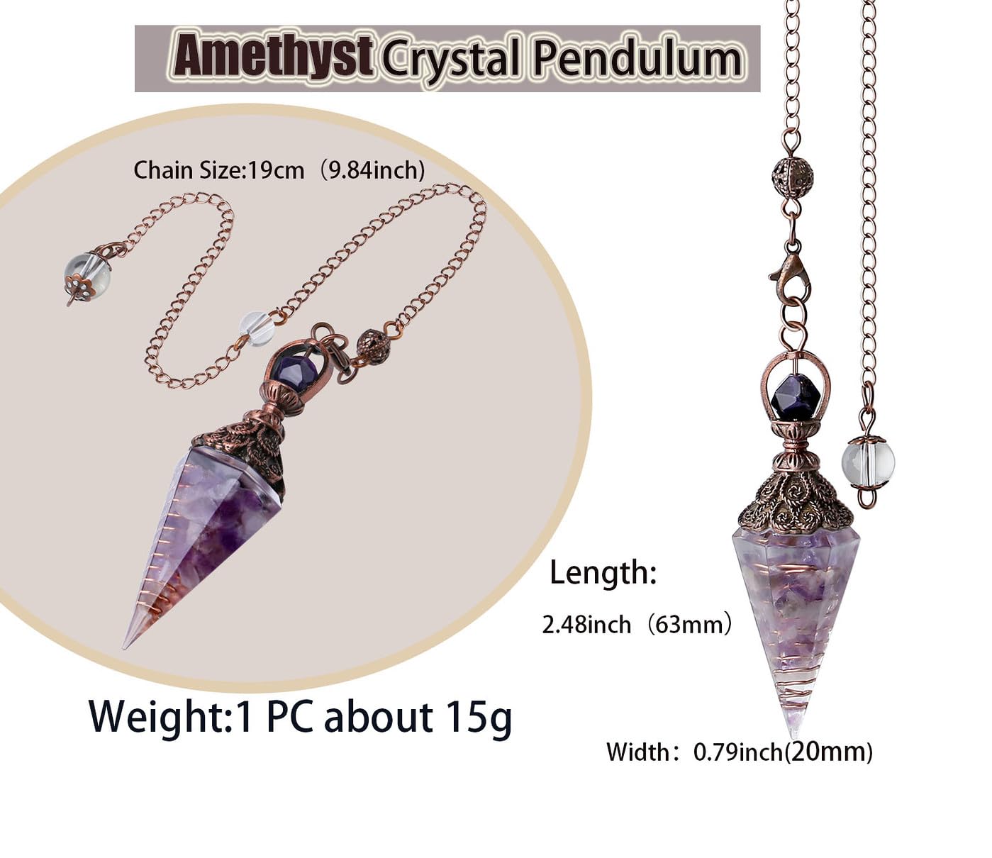 DUQGUHO pendule amethyste pour clairvoyance et introspection