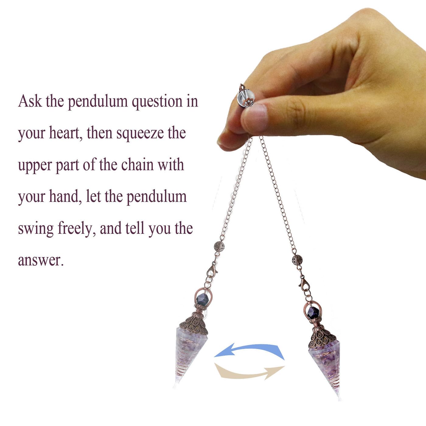 DUQGUHO pendule quartz amethyste resine pour energie spirituelle et focus