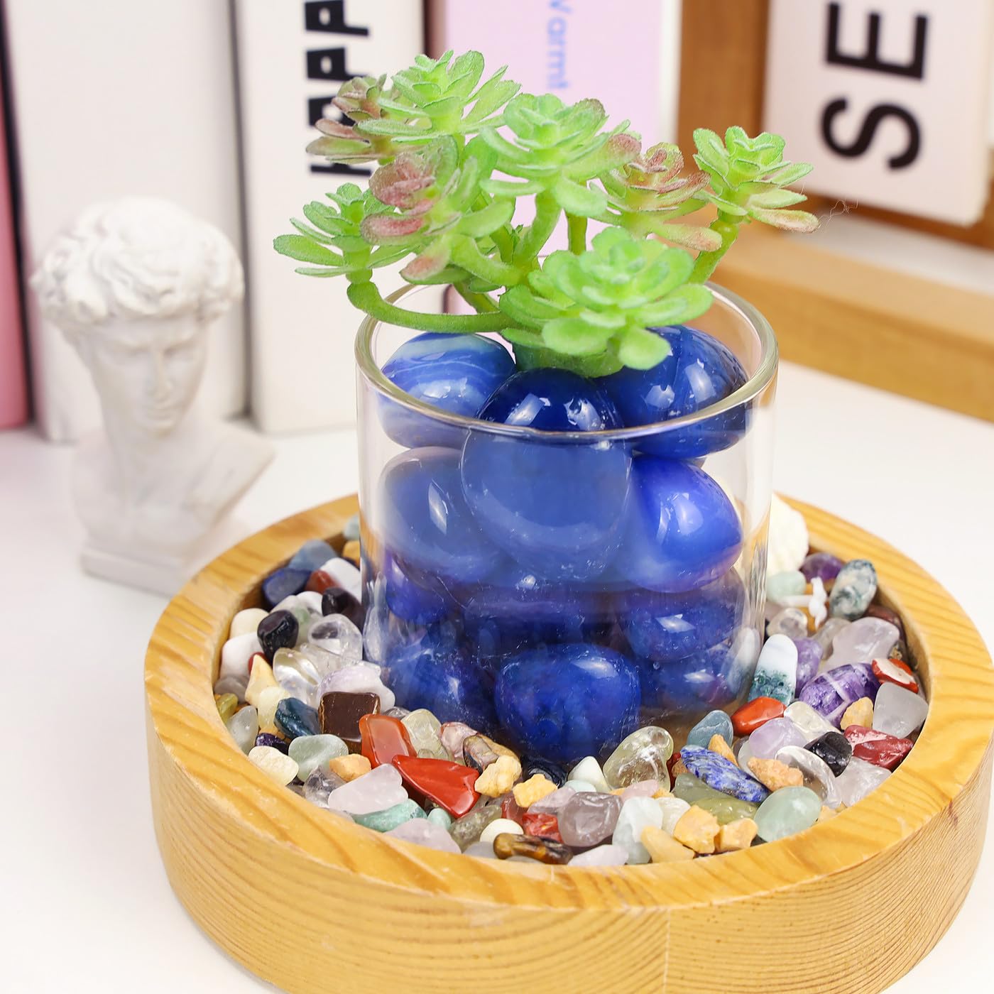 DUQGUHO, pierre corneline bleue polie pour grids et méditation guidée.