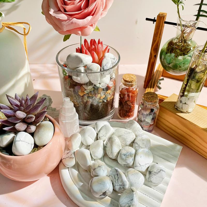 DUQGUHO décorations en pierres pour vase et étagère, brillance naturelle