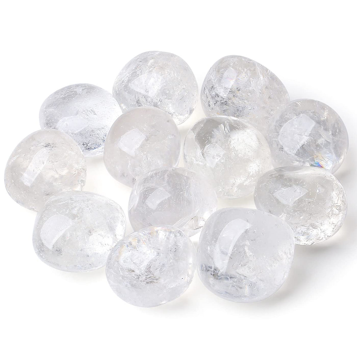 DUQGUHO quartz clair : galet brut dans vase décoratif et élégant.